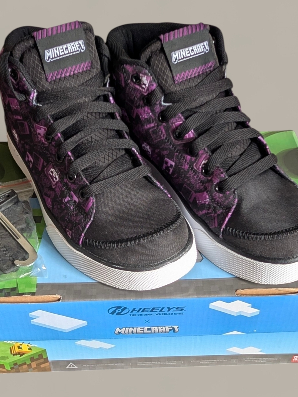 Minecraft x Heelys Black & Purple High-Top Skate Shoes